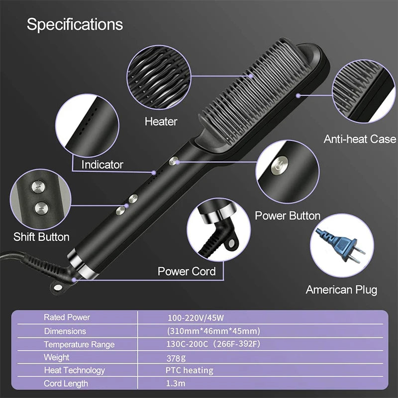 Electric Hair Straightener Brush Professional